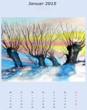 Kopfweiden im Winter, 2014,Aquarell, 50x40