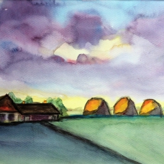 19-2018-Marschhof-mit-Heudiemen-nach-Nolde-Aquarell-40x30