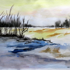 Winter im Cuxland, 2014,Aquarell 27x35