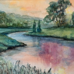 an der Wümme, 2019,Aquarell, 24x32