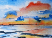 Abend über den Halligen(nach Emil Nolde), 2014, Aquarell, 50x40