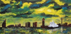 Skyline Bremerhaven, 2013, Öl, 50x30