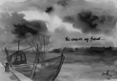 blowin in the wind, 2020, Tusche, 40x30