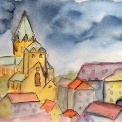 Werden, 2019,Aquarell-Skizze, 30x21