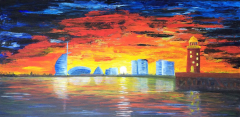 2016 Skyline Bremerhaven V, Acryl 50x100