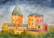 Werden-Abtei, 2019, 
Aquarell_Skizze, 30x21