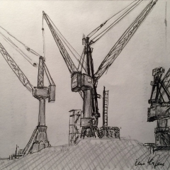 im Hafen, 2016, Bleistift/Fineliner-Skizze 21x14
